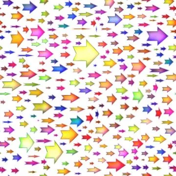 Seamless texture of abstract bright shiny colorful arrows, Isolation Stock Illustration