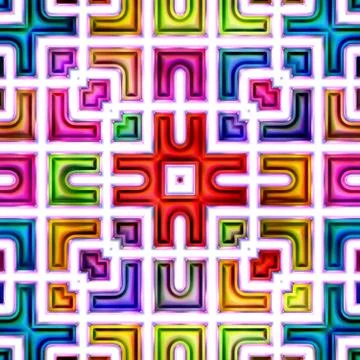 Seamless texture of abstract bright shiny colorful geometric shapes Stock Illustration