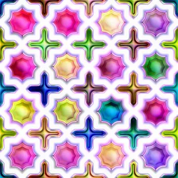 Seamless texture of abstract bright shiny colorful geometric shapes Stock Illustration