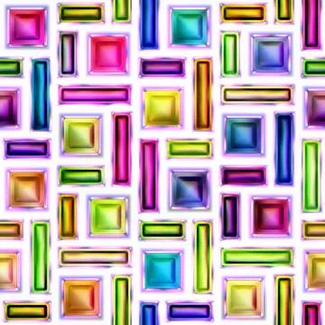 Seamless texture of abstract bright shiny colorful geometric shapes Stock Illustration