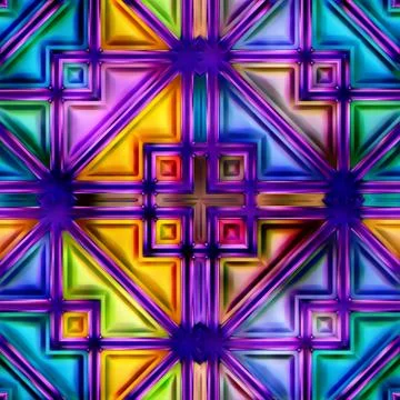 Seamless texture of abstract bright shiny colorful geometric shapes Stock Illustration