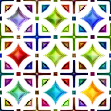Seamless texture of abstract bright shiny colorful geometric shapes Stock Illustration