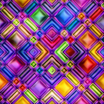 Seamless texture of abstract bright shiny colorful geometric shapes Stock Illustration