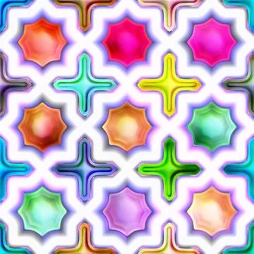 Seamless texture of abstract bright shiny colorful geometric shapes Stock Illustration