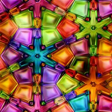 Seamless texture of abstract bright shiny colorful geometric shapes Stock Illustration