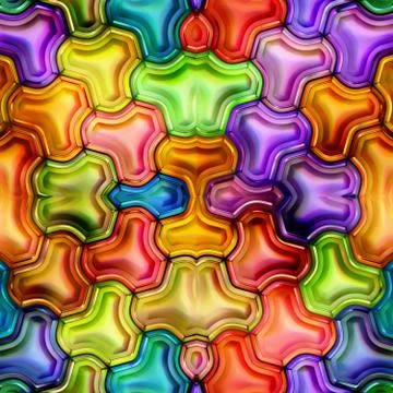 Seamless texture of abstract bright shiny colorful geometric shapes Stock Illustration