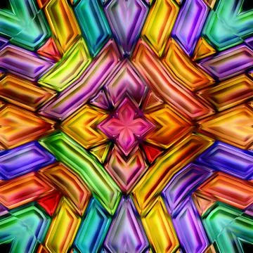 Seamless texture of abstract bright shiny colorful geometric shapes Stock Illustration