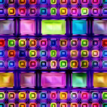 Seamless texture of abstract bright shiny colorful geometric shapes Stock Illustration