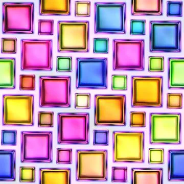 Seamless texture of abstract bright shiny colorful geometric shapes Stock Illustration