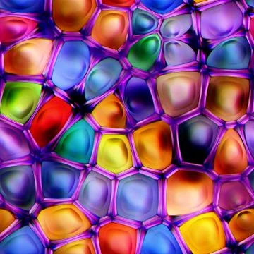 Seamless texture of abstract bright shiny colorful geometric shapes Stock Illustration