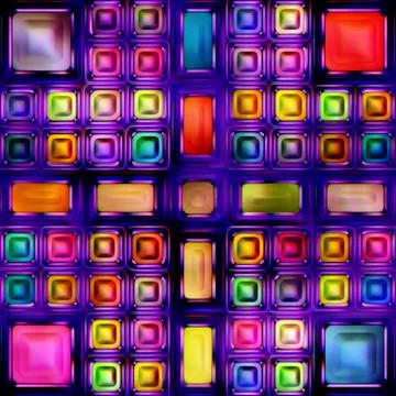 Seamless texture of abstract bright shiny colorful geometric shapes Stock Illustration