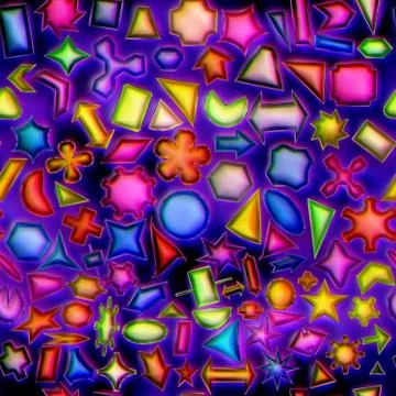 Seamless texture of abstract bright shiny colorful geometric shapes Stock Illustration