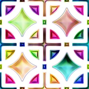 Seamless texture of abstract bright shiny colorful geometric shapes Stock Illustration
