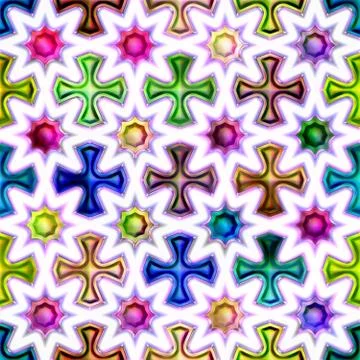 Seamless texture of abstract bright shiny colorful geometric shapes Stock Illustration