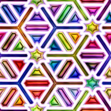Seamless texture of abstract bright shiny colorful geometric shapes Stock Illustration