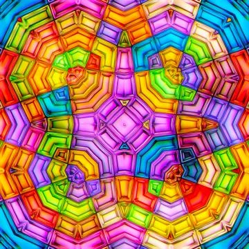 Seamless texture of abstract bright shiny colorful geometric shapes Stock Illustration