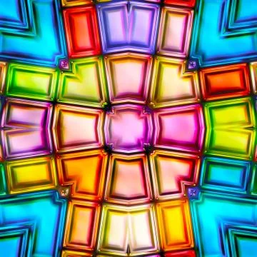 Seamless texture of abstract bright shiny colorful geometric shapes Illustrazione stock