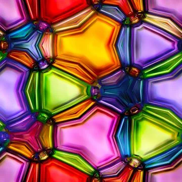 Seamless texture of abstract bright shiny colorful geometric shapes Stock Illustration