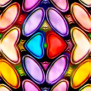 Seamless texture of abstract bright shiny colorful geometric shapes Stock Illustration