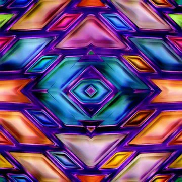 Seamless texture of abstract bright shiny colorful geometric shapes Stock Illustration