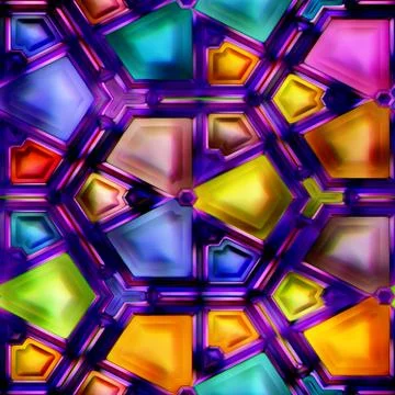 Seamless texture of abstract bright shiny colorful geometric shapes Illustrazione stock