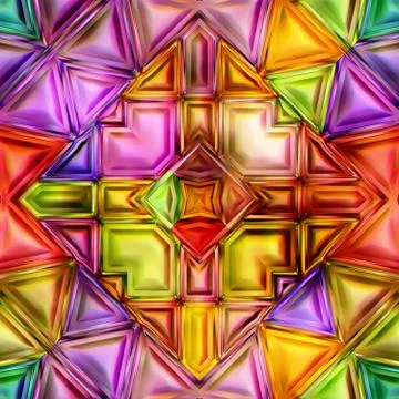 Seamless texture of abstract bright shiny colorful geometric shapes Stock Illustration