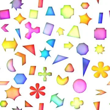 Seamless texture of abstract bright shiny colorful geometric shapes Stock Illustration