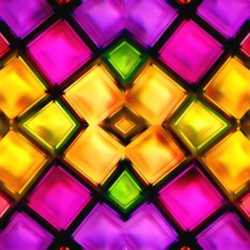 Seamless texture of abstract bright shiny colorful geometric shapes Stock Illustration