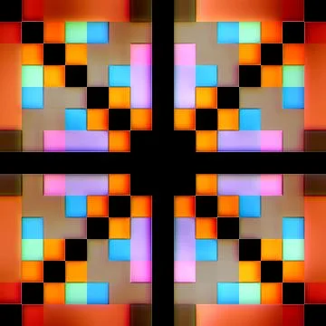 Seamless texture of abstract bright shiny colorful geometric shapes Stock Illustration