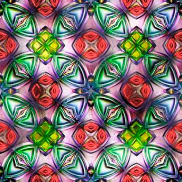 Seamless texture of abstract bright shiny colorful geometric shapes Stock Illustration