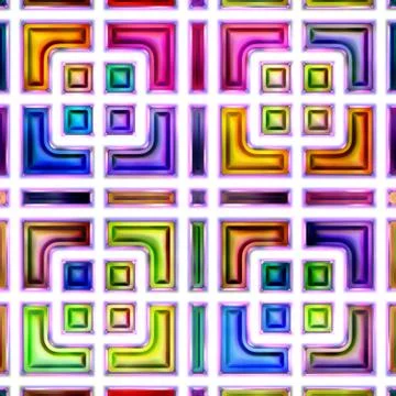 Seamless texture of abstract bright shiny colorful geometric shapes Stock Illustration