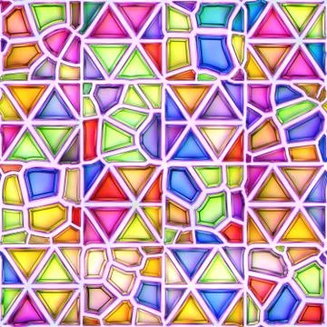 Seamless texture of abstract bright shiny colorful geometric shapes illustrat Stock Illustration