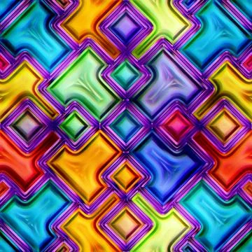 Seamless texture of abstract bright shiny colorful geometric shapes Stock Illustration