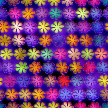 Seamless texture of abstract bright shiny colorful flowers Stock Illustration