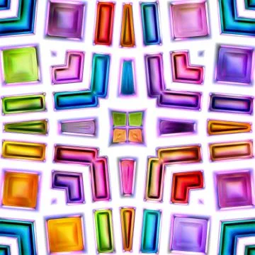 Seamless texture of abstract bright shiny colorful geometric shapes Stock Illustration