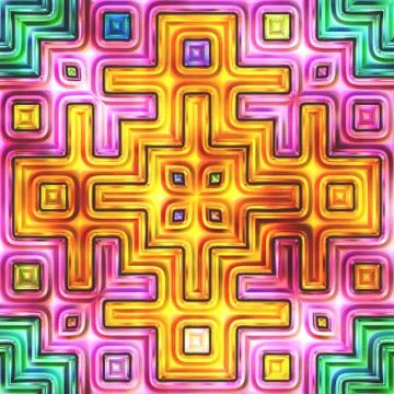 Seamless texture of abstract bright shiny colorful geometric shapes Stock Illustration