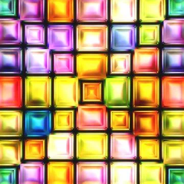 Seamless texture of abstract bright shiny colorful geometric shapes Stock Illustration