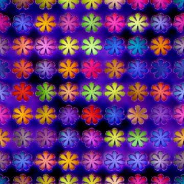 Seamless texture of abstract bright shiny colorful flowers Stock Illustration