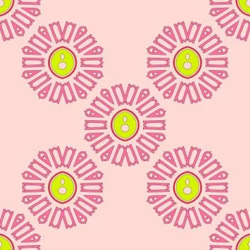 Seamless texture. Abstract symmetrical image. The yellow and pink Stock Illustration
