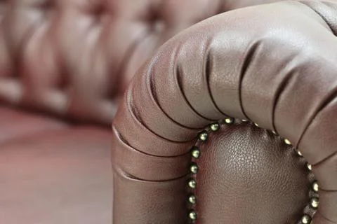 Seamless texture background close-up brown leather with button detail on furn Stock Photos
