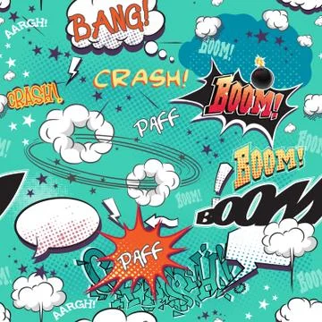 Seamless texture for background with the image elements comics page with bubb Stockillustratie