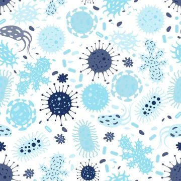 Seamless texture with bacterias and germs. Vector pattern Stock Illustration