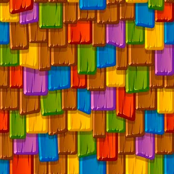 Seamless texture of a beaten old multi-colored roof. Stock Illustration