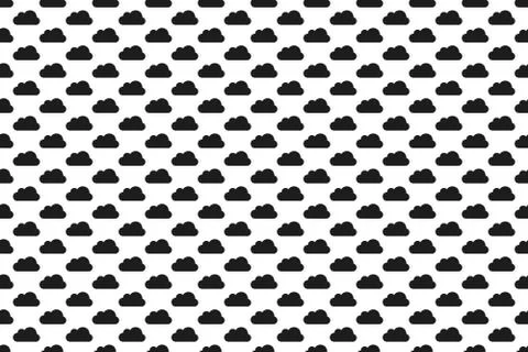 Seamless texture of black clouds on white background Stock Illustration