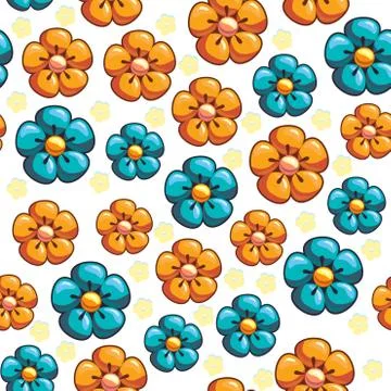 Seamless texture with blue and yellow flowers Stock Illustration