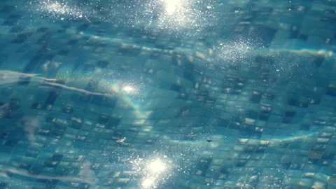 Seamless texture of blue pool water surface with sun reflections and ripples, Stock Footage 333722283