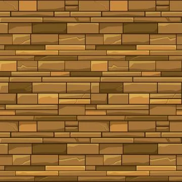 Seamless texture brick stone wall, yellow pattern wallpaper for ui game. Stock Illustration