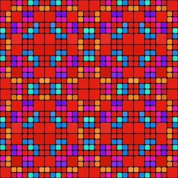 Seamless texture with bright repeating blocks and black mortar seamless te... Stock Photos