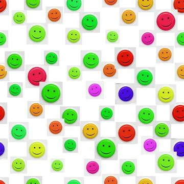 Seamless texture of bright smiley faces on white seamless texture of brigh... Stock Photos