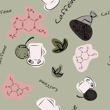 Seamless texture with caffeine Stock Illustration